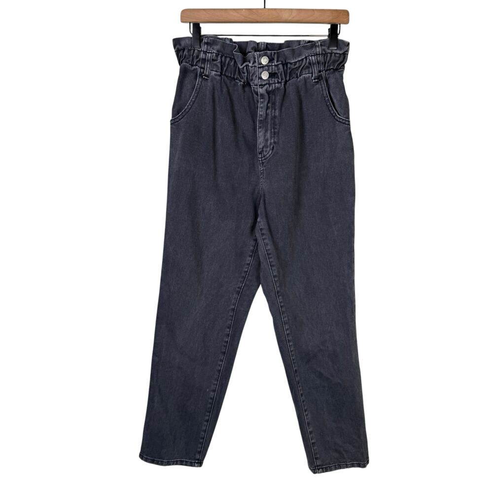 PacSun Vintage Wash Black Paperbag High Waist 100% Cotton Tapered Jeans